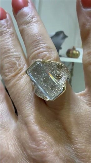 6.63 Its Portrait Cut Octagonal Step Lab Diamond Bridge Ring | Mosaic Pavé Chocolate & White Diamond