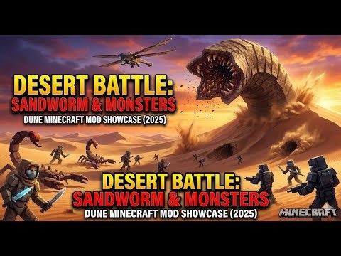 Desert Battle: Sandworm & Monsters | DUNE Minecraft Mod Showcase (2025)
