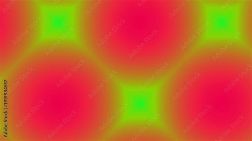 This video showcases a vibrant and dynamic abstract background, featuring a seamless transition between bold fuchsia and bright lime green hues. Geometric patterns, including soft-edged squares and pu