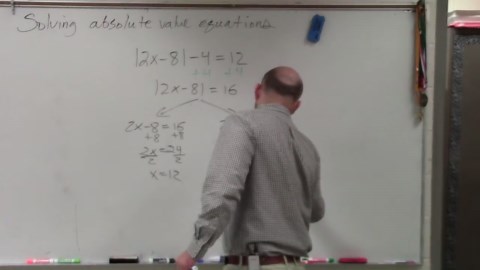 Isolating the absolute value symbol to solve the equation