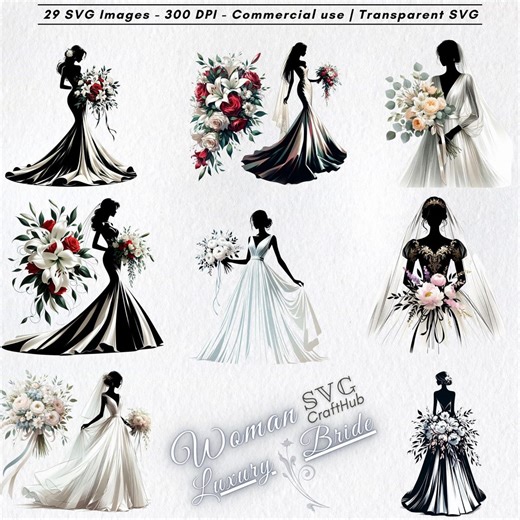 Bridal Fashion SVG Bundle | Elegant Bride Dress Silhouettes (digital Download) - Etsy