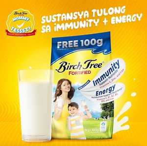Pagdating sa gatas ng pamilya, dapat Birch Tree Fortified! Ito ang creamy milk na may lakas-depensa nutrients para tulong sa immunity at energy ng whole family! With 3 balanced meals and a healthy lifestyle. Lakas-Depensa refers to Immunity Support Nutrients and Energy Metabolism Support Nutrients based on FNRI-RENI (2002) for 4-65 years old. Promo is from Jan 1 – Dec 31, 2021.Promo extended up to June 30, 2022. Per DOH-FDA CFRR Permit No. 1425 s.2020 ASC C026P060322BS | Birch Tree
