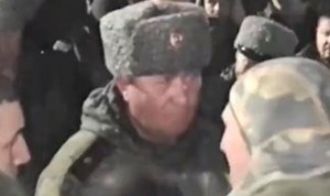 Russian conscripts shout at commanding officer