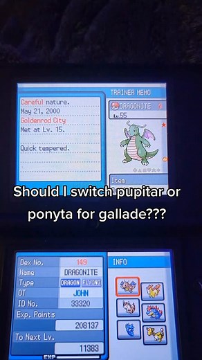 Shiny Hunting Gallade in Pokemon SoulSilver