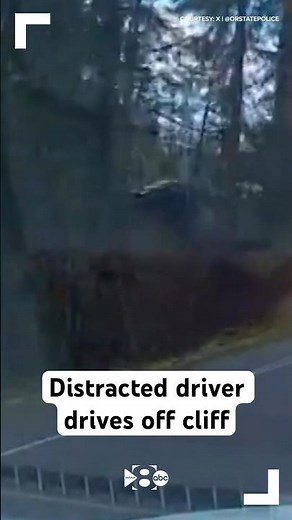 VIDEO: Distracted driver drives off cliff in Oregon