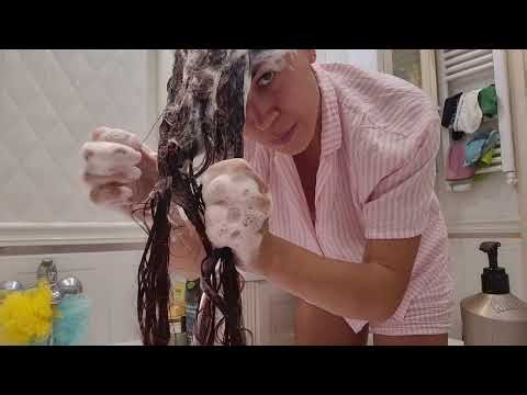 🫧Washing My Long Hair ASMR 🥰💦 Lots of Foam & Relaxing Sounds for Sleep