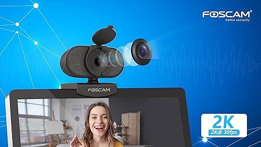 Foscam 2K HD+ Webcam with Dual Noise Reducing Microphones