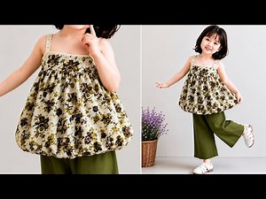 Bubble hem Baby Girl Top with Plazo | Easy Toddler Summer Outfit Sewing Tutorial / baby top
