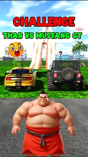 THAR vs MUSTANG GT 🔥 POWER CHALLENGE || Indian Bike Driving 3D || #shorts #gaming