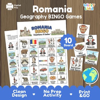 Romania Geography BINGO | Romanian Culture & History Activity | Social Studies