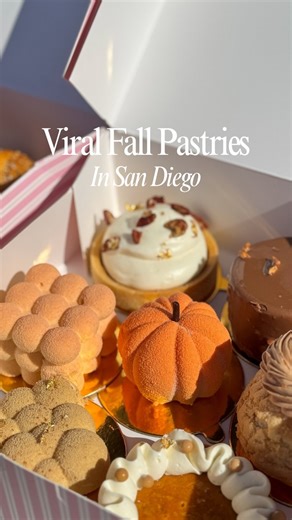 Erica Costello | Southern California Guide on Instagram: "Trying all of the new viral fall treats at authentic french bakery, @parisiengourmandises 🍂🥐🤎 P.S. be sure to hit that FOLLOW button if you enjoyed this video. Thank you so much for your support 🫶 🍰What: Authentic French Seasonal Pastries 📍Where: 7643 Girard Avenue Suite B, San Diego, California 92037. Open Mon-Fri 9 AM - 5:30 PM 💭Thoughts: We’ve been obsessed with all of the baked g