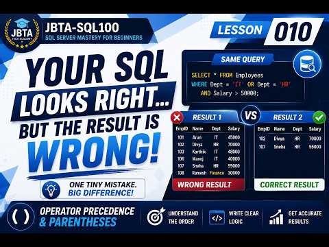 YOUR SQL LOOKS RIGHT...BUT THE RESULT IS WRONG! | SQL Server Beginners | Lesson10 | SQL Mastery