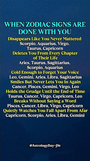 When Zodiac Signs Are Done with you | Zodiac Signs Explained #zodiac​ #zodiacsigns​ #astrology​ ​