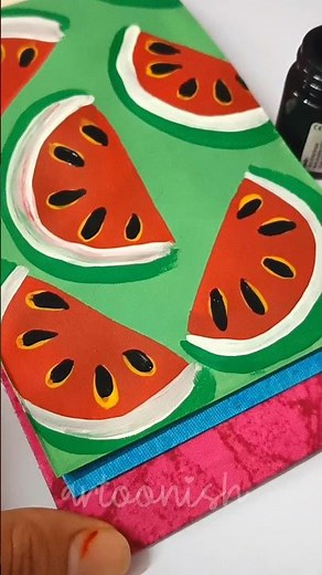 Watermelon Pattern Art 🍉 Easy Acrylic Painting on Paper | 10 Min Art #pattern #patterndesign