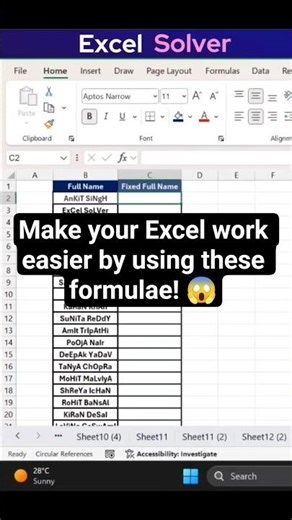 Make your Excel work easier by using these formulae! #shorts #excel #viral