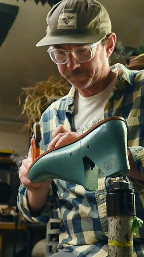 Making a Pair of Leather Slip On Shoes for this year's Stitchdown Patina Thunderdome winner #asmr #shoemaking #behindthescenes #howitsmade