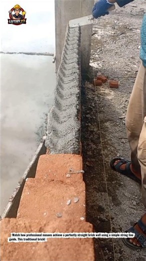 Perfect Brick Wall Alignment Using String Line | Masonry Construction Tips