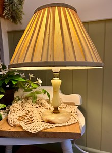 Vintage Onyx Table Lamp: Green Marble Effect, Gold Tone Accents (no Shade) - Etsy