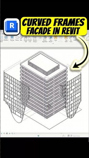 Curved Frames Facade in Revit #revit #bim #architecture