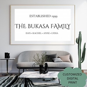 Personalized Family Name Established Sign: Custom Wall Art (digital Print, CM Size Choice) - Etsy