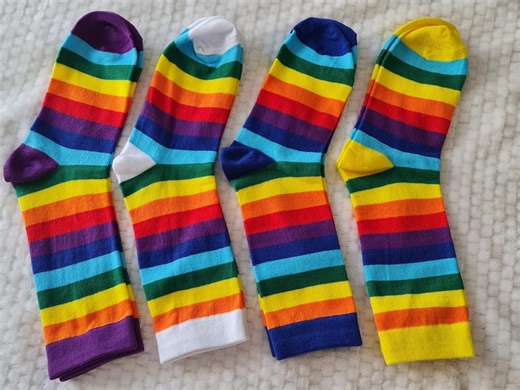 Rainbow Striped Socks for Adults | Colorful Pride Socks With Contrast Heel | Gift for Her or Him | Size 38–42 EU / US Men 6–9, Women 7–10 - Etsy