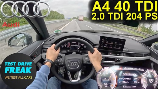 2024 Audi A4 Avant 40 TDI Quattro 204 PS | Autobahn top speed POV with fuel consumption