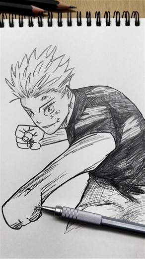 gojo satoru ✨ head drawing manga style #jjk #gojo #イラストメイキング #アニメ #fyp