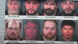 8 men arrested on several charges, including human trafficking and attempted sexual battery