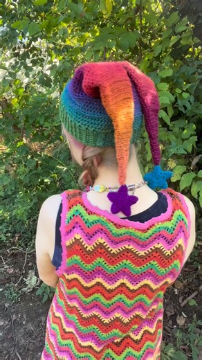 Audrey Lackey on Instagram: "Hey guys! I got to test my first ever pattern and I had such a blast! The Cozy Jester Hat pattern is now available ♦️🧶🌈✨🎉 @tangled_pixie . . #jesterhat #crochetersoftiktok #crochetpartern #jestercosplay ￼"