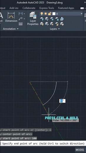 Arc Creation in AutoCAD #design #cad