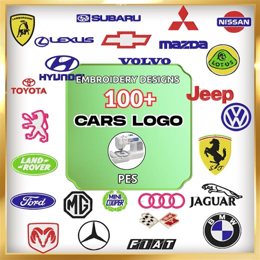 100+ Car Logo Machine Embroidery Designs Bundle - Automotive Brand Collection - Instant Download - PES Format - Etsy
