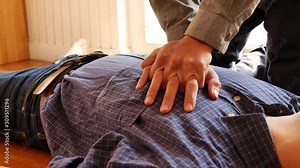 Cardiopulmonary Resuscitation (CPR) on Heart Attack Man, First Aid Emergency