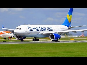 Thomas Cook Airbus A330-200 CLOSE UP Takeoff from Manchester Airport MAN | G-CHTZ