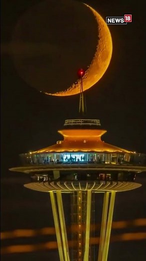 Moon Time Lapse Video | Seattle Space Needle | Moon Video | #Shorts | Viral Video | News18