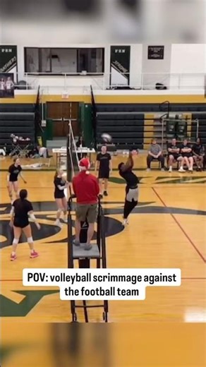 Volleyball scrimmages football team 😳🏐 #shorts