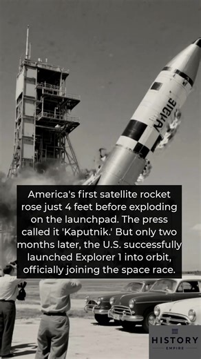 On December 6 1957 the United States made its first attempt to launch a satellite which ended in a fiery explosion on the Cape Canaveral launch pad The Vanguard TV3 rocket was meant to counter Soviet Sputnik successes but it rose only four feet before losing thrust and exploding in a massive fireball The media dubbed it Kaputnik and Flopnik and the failure forced a change in strategy that led to the US Army program launching Explorer 1 on January 31 1958 and marking a turning point in the space