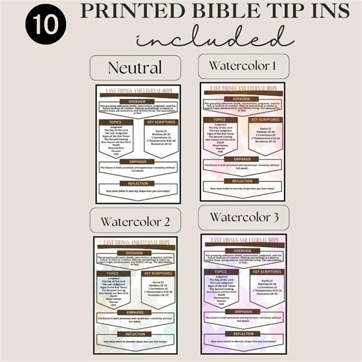 Printed Bible Journaling Tip-ins: 100 Scripture Topics on 10 Physical Cards - Etsy