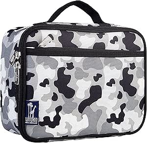 Wildkin Kids Insulated Lunch Box – Durable and Reusable for School & Travel - Gray Camo