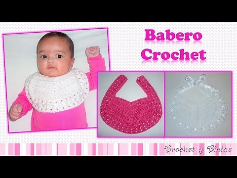 Babero para bebés con botón o cintas tejido a crochet (ganchillo)