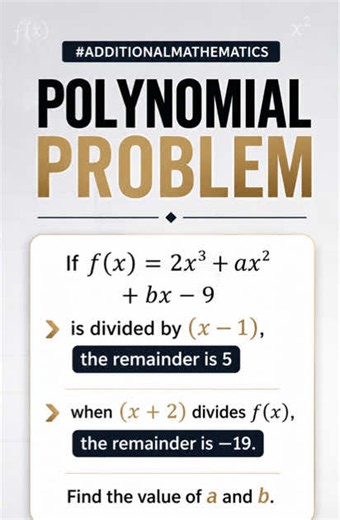 Polynomial Remainder Theorem: Find a and b (WASSCE style)