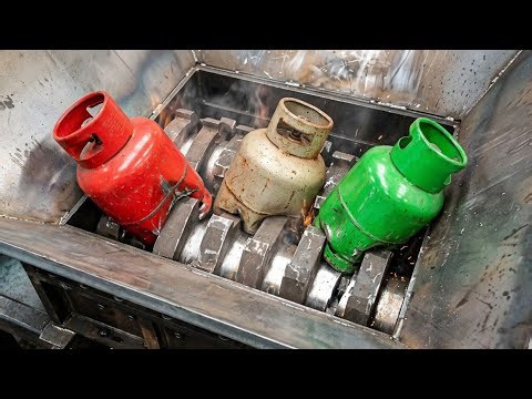 Shredder Insane Shredding Gas Cylinder and Metal! Extreme Shredding machine