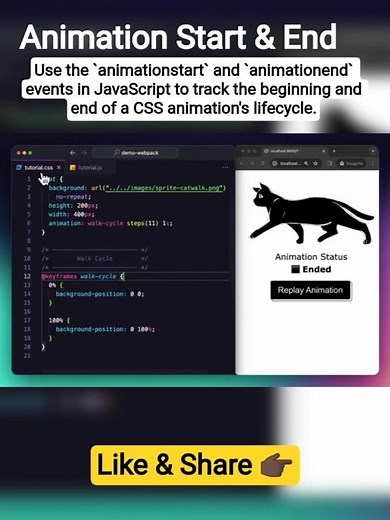 🐱 Animation Start & End Lifecycle #javascript #html #css #coding #how #tips #loader #animation #ai