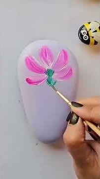 Easy Pink Flower Stone Painting Tutorial 🌸 | Simple Rock Art for Beginners