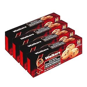Walker's Shortbread Chocolate Chip Cookies, Pure Butter Shortbread Cookies, 4.4 Oz (Pack of 4)