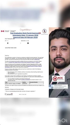 Post graduation work permit approval 🇨🇦 #pgwp #canadaimmigration #ssimmigration