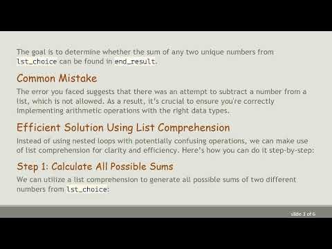 How to Check If the Sum of Two Numbers in a List Exists in Another List in Python