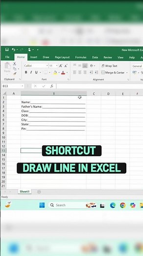 Amazing Trick to Draw Line in Excel #excel #exceltricks #excelshortcuts #spreadsheets