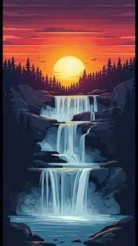 Peaceful Waterfall Sunset 🌅 | Relaxing Nature Sounds for Sleep, Meditation & Focus | 3 Minutes