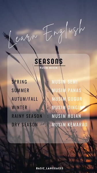 Belajar Nama-Nama Musim dalam Bahasa Inggris