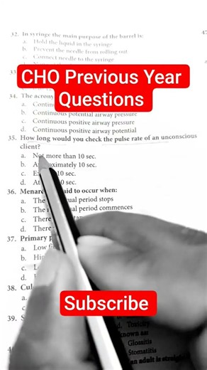 Cho exam previous year question | How long to check pulse rate of unconscious client#choexam